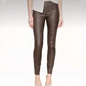 NWT J.CREW COLLECTION Brown Genuine Leather Pants Leggings 4